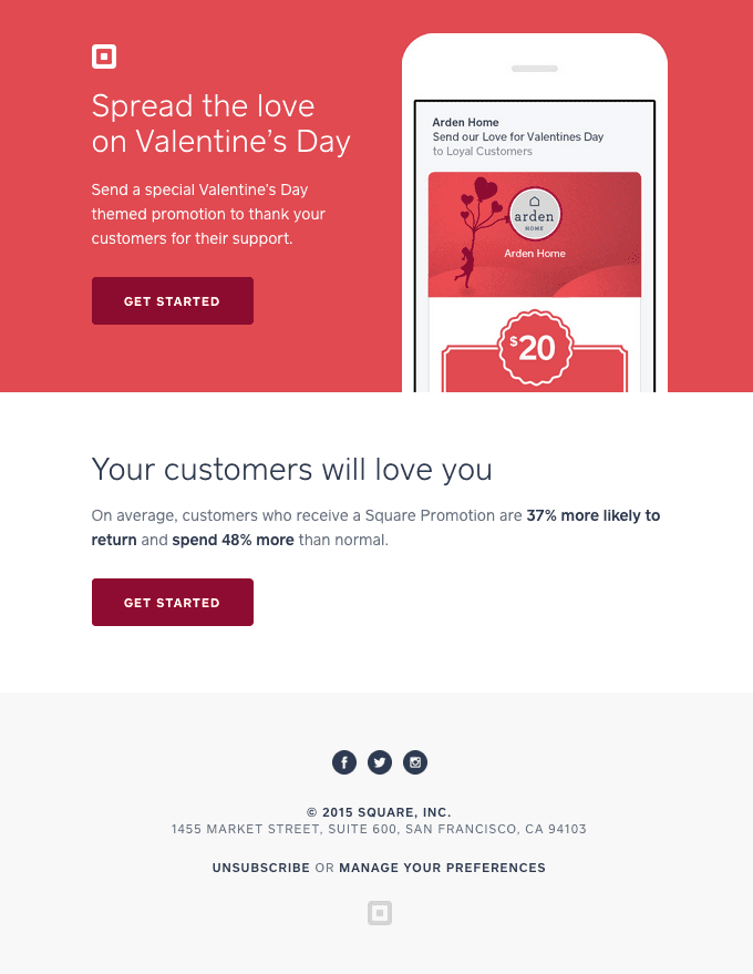 Valentine’s Day lead nurturing email example