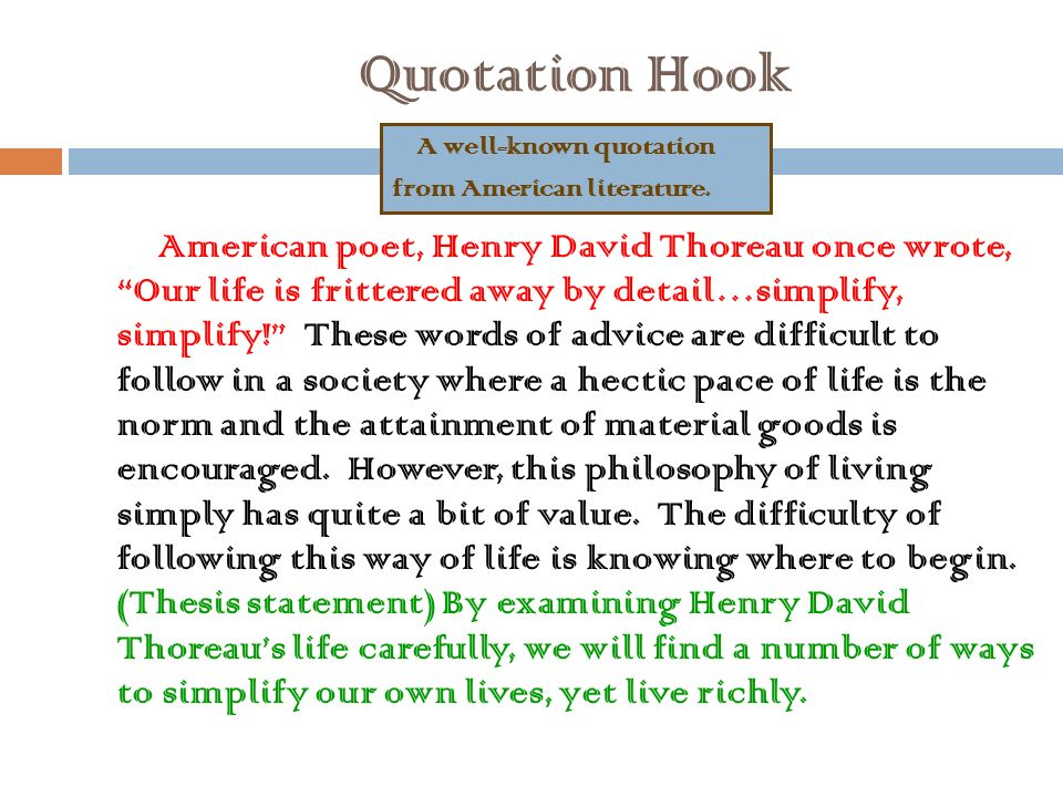 can a hook in an essay be a quote