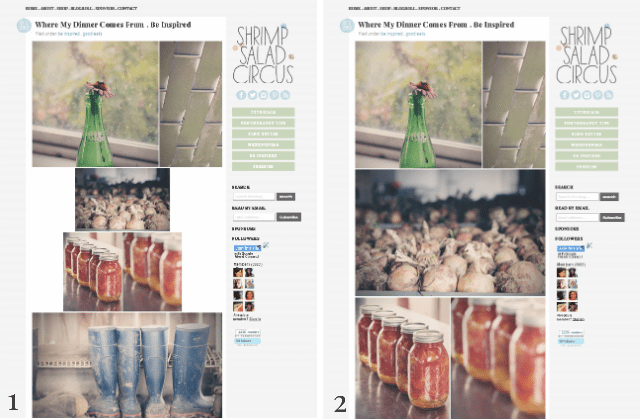 Example of images on a blog and how size uniformity makes a difference