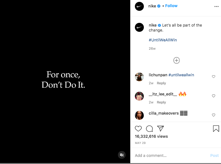 a Nike campaign on Instagram
