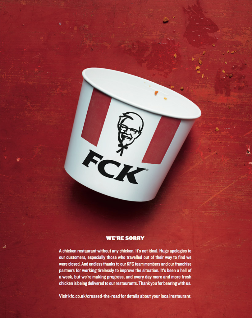 a witty ad by KFC UK