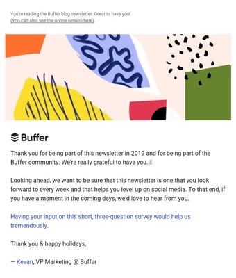 Buffer’s social media newsletter