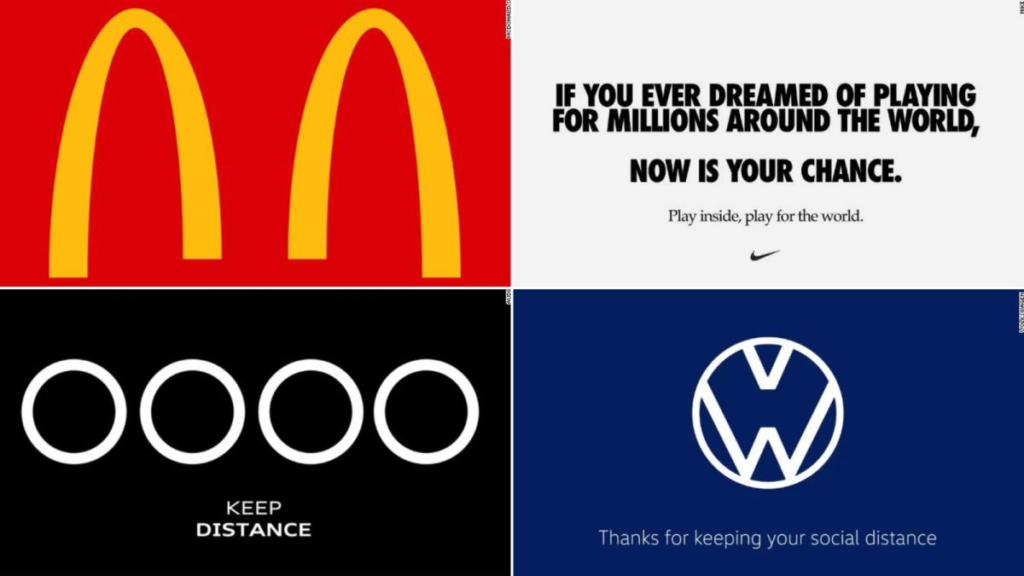 Example of brands advertising during social distancing