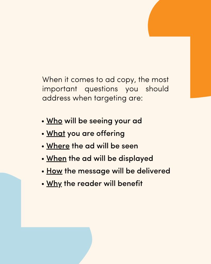 Questions to ask oneself when it comes to creating an ad copy